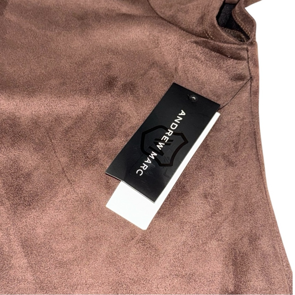 NWT Andrew Marc Chocolate Brown Suede Half Zip Dress w/Pockets - Women’s XL - Picture 3 of 13